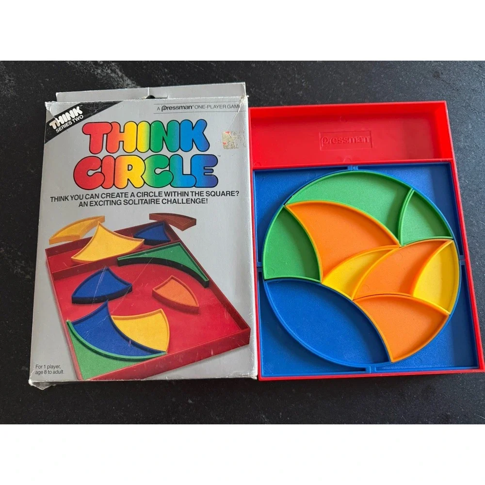 Vtg 1980s Pressman‎ THINK Puzzle Lot (4) Ominos, Circle, Tac Toe & Think & Jump